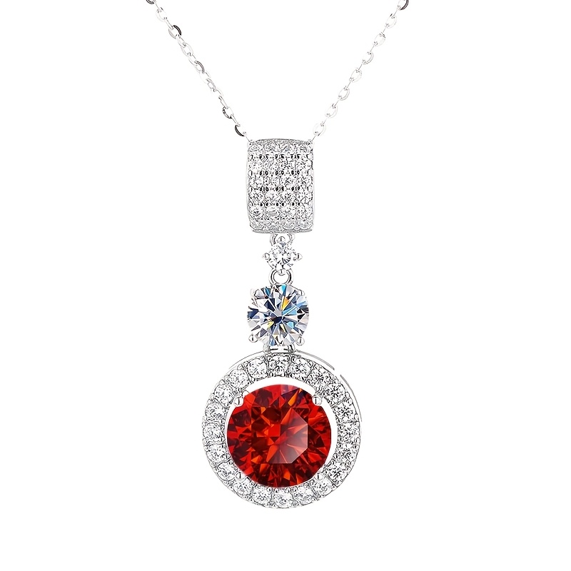 5 Carat Round Moissanite Pendant Necklace — 925 Sterling Silver